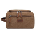 Large Capacity Two Compartments Vintage Men Travel Toilet Pouch Cosmetics Makeup Bag